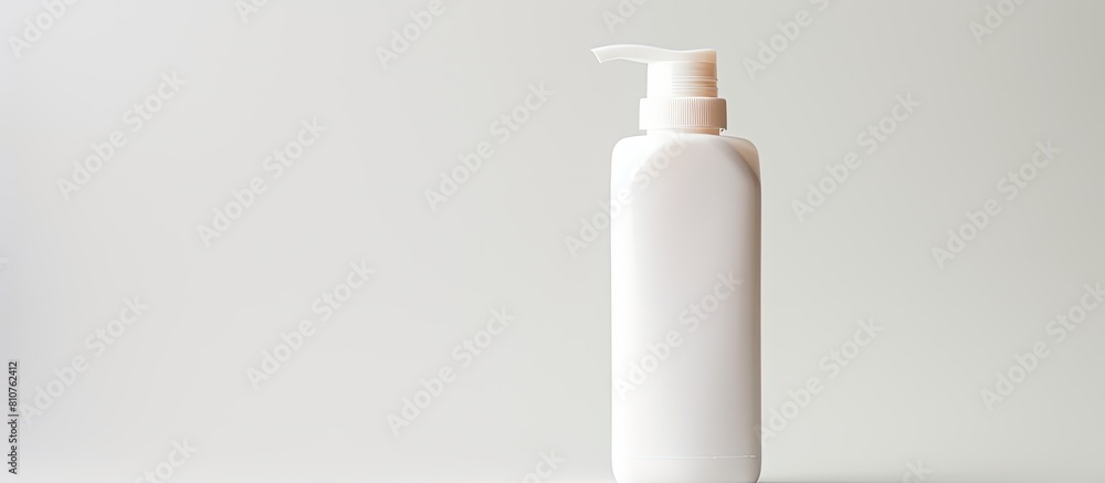 Aufkleber The image shows an empty plastic bottle for hand cream placed on a white background allowing space for text. Creative banner. Copyspace image