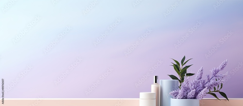 Poster high quality photo of cosmetic products on pastel colored background creating a beauty concept with 