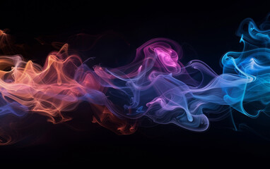 Black background with multicolored streaks of colored paint. Abstract colored background for web banners and sales, blurred colored shapes.