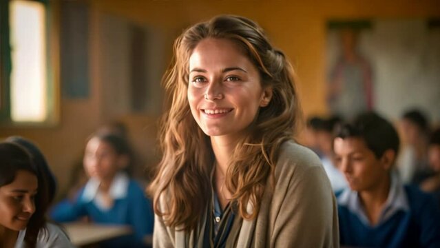 A group of college students smile together in a cafe, enjoying a break between classes