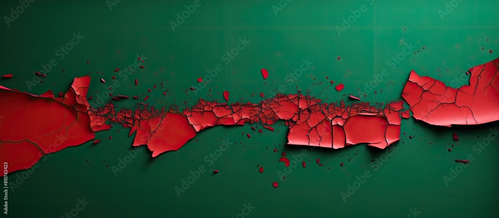 Leinwandbilder a copy space image of torn red paper fixed with tape on a green backdrop