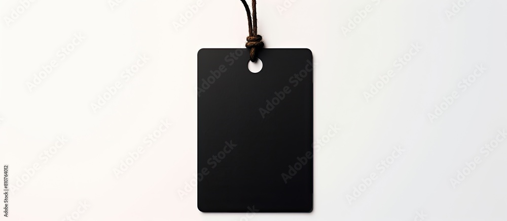 Aufkleber Isolated on a white background there is a black tag with a string providing ample space for adding text or images 157 characters