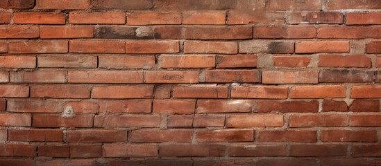 Fototapeta premium A textured background featuring a close up view of a red brick wall with a brown element offering ample copy space for an image