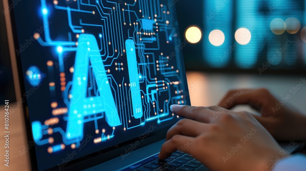 Poster computer screen with word 