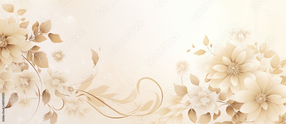 Fototapete The backdrop features a delicate floral pattern that is illuminated by a gentle light creating an ideal area for adding text Ample space is reserved for showcasing additional content in this banner i
