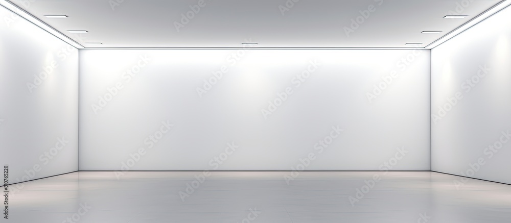 Poster an art gallery s interior features an empty white wall illuminated by spotlights with ample space fo