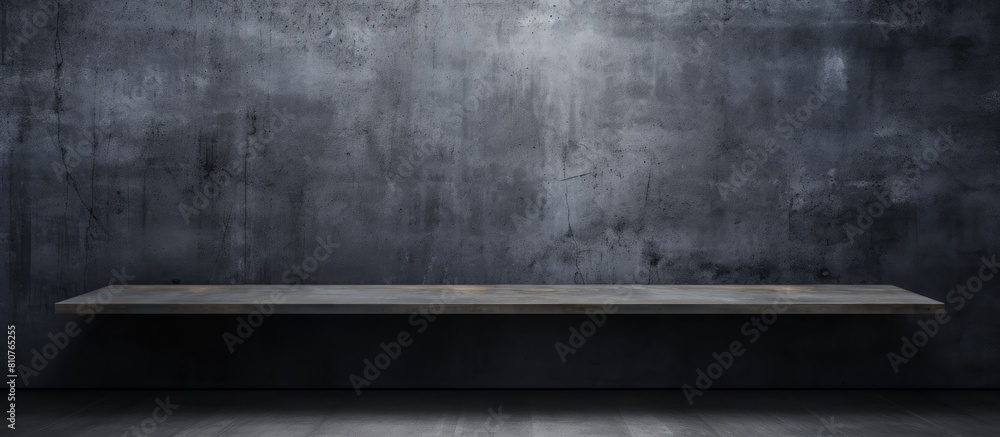 Poster Interior design featuring a black grungy cement wall with a dark texture Ideal for adding text with copy space image