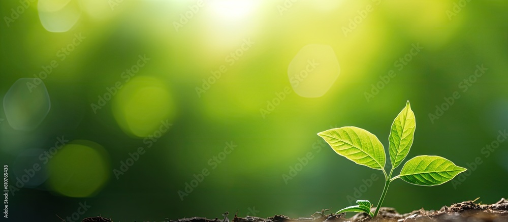 Aufkleber A green leaf in a garden illuminated by sunlight creates a natural background for a copy space image