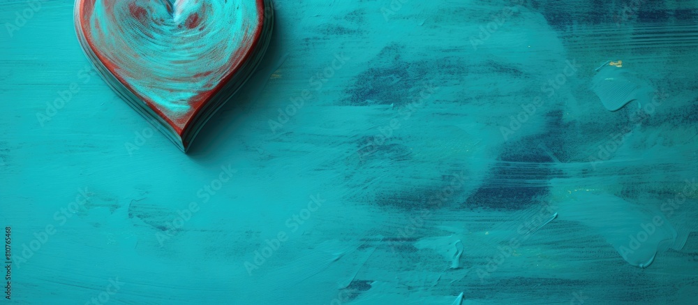 Aufkleber a heart shaped wooden message for valentine s day made from upcycled palette rests on a vibrant turq