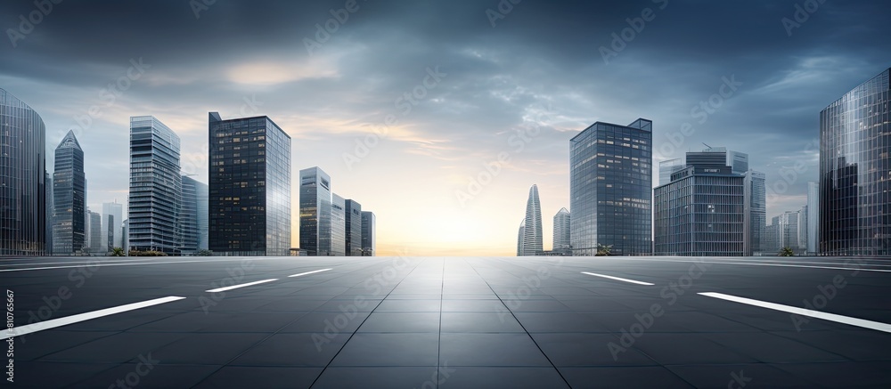 Aufkleber An empty road with a modern building in the background provides a captivating copy space image