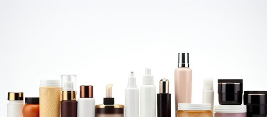 Obraz premium A copy space image of cosmetics containers against a white background
