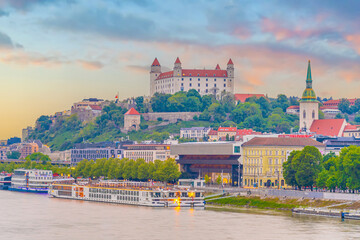 Cityscape image of downtown Bratislava, capital city of Slovakia