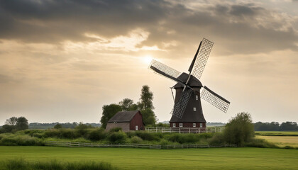 Fototapeta premium East Frisian mills, peaceful german place