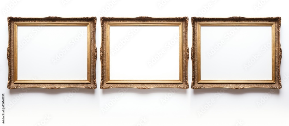 Aufkleber Three vintage photo frames with empty spaces on a plain white background 33 characters. Creative banner. Copyspace image