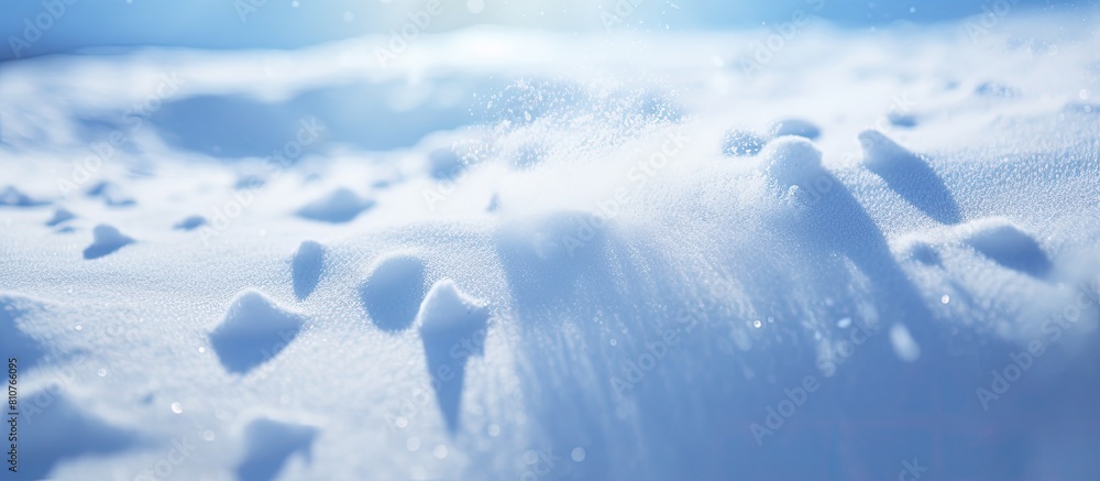 Poster snow texture close up with a shallow depth of field and blur ideal for christmas and new year design