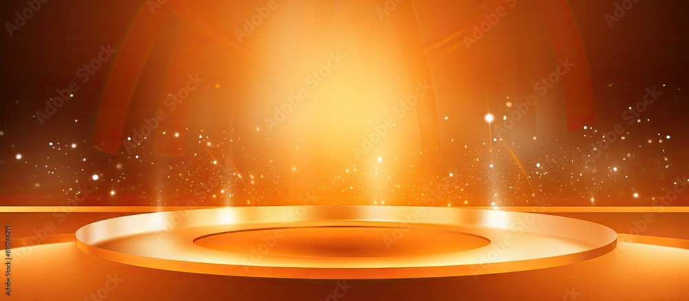Poster An abstract orange backdrop with circular shadows and sparkling elements providing ample copy space for images