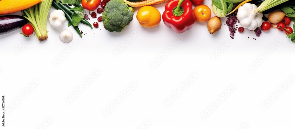 Poster A vibrant array of vegetables forms a frame around a blank area for text in the copy space image
