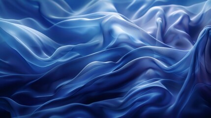 Obraz premium Blue wave-like abstract texture with flowing fabric-like curves, captured with studio lighting, creating a dreamy backdrop