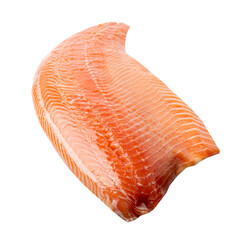 Fresh Salmon Fillet Isolated, Raw Norwegian Red Fish, Trout Meat Piece, Big Fresh Atlantic Salmon Fillet