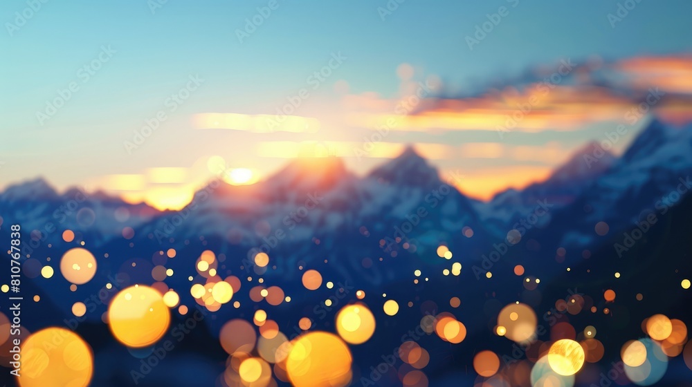 Poster imagine a dreamy scene where the soft glow of bokeh lights blends with the abstract blur of a serene