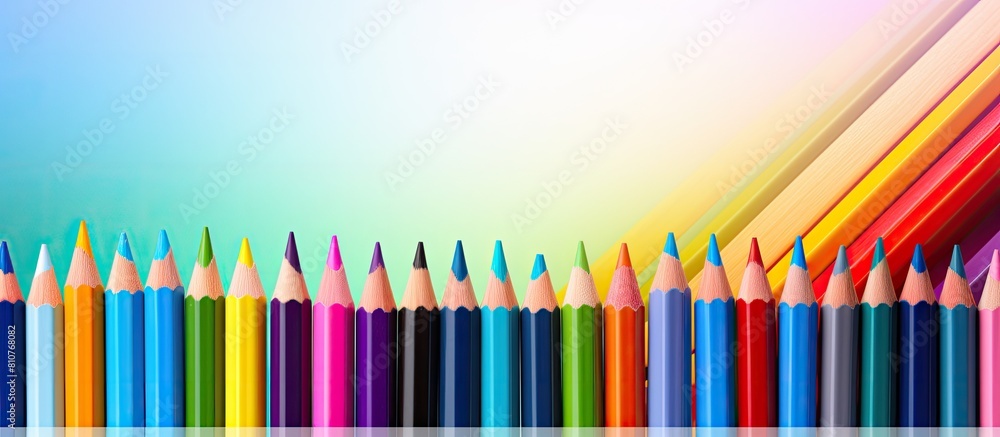 Poster a colorful background with pencils creates a creative education concept providing a copy space image