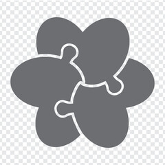 Simple icon puzzle in gray. Simple icon puzzle of the three heart on transparent background for your web site design, app, UI. EPS10.