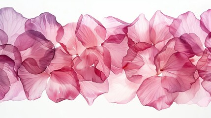 Delicate watercolor illustration of rose pink petals with a gradient effect, ideal for romantic wedding designs and floral stationery