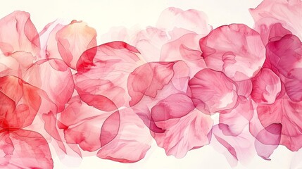 Delicate watercolor illustration of rose pink petals with a gradient effect, ideal for romantic wedding designs and floral stationery
