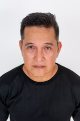 Fototapeta premium Overhead portrait of a middle-aged man looking up with a neutral expression