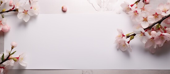 A blank piece of paper with ample space for writing accompanied by delicate buds of flowers