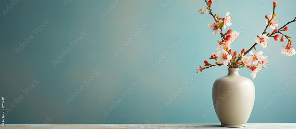 Aufkleber a spring themed image with vibrant flowers on a desk against a blurred wall background the shadows a