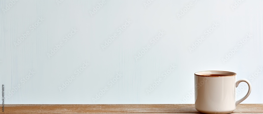 Poster a vintage inspired image showcasing a white cup perfect for savoring coffee or tea with ample empty 