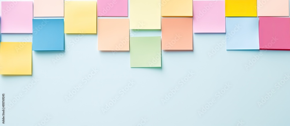 Leinwandbilder a minimal style flat lay with colorful sticky notes on a pastel background the image provides ample 
