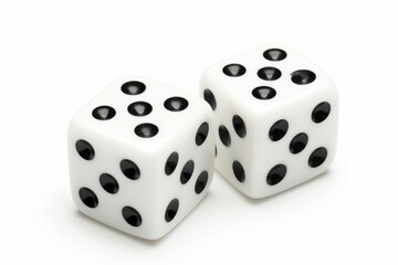 Two six-sided dice, showing different numbers on a white surface