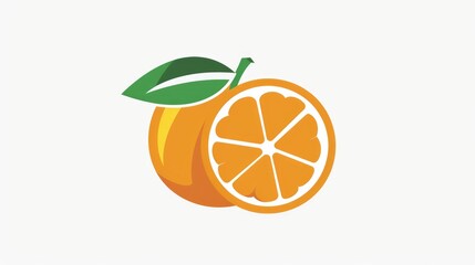 Logo of orange fruit with green leaf