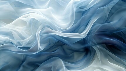 Obraz premium Graphic background of blue wave-like silk and white smoke textures, intertwined in abstract water wave patterns for banners