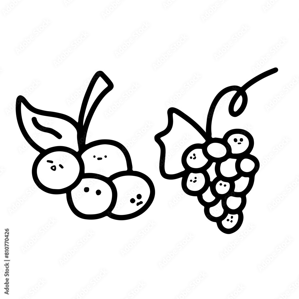 Canvas Prints Adorable Grapes Illustrations | Cute Hand Drawings | For Creative Projects | Minimalist Design