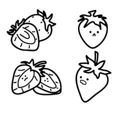 Adorable Strawberry Illustrations | Cute Hand Drawings | For Creative Projects | Minimalist Design