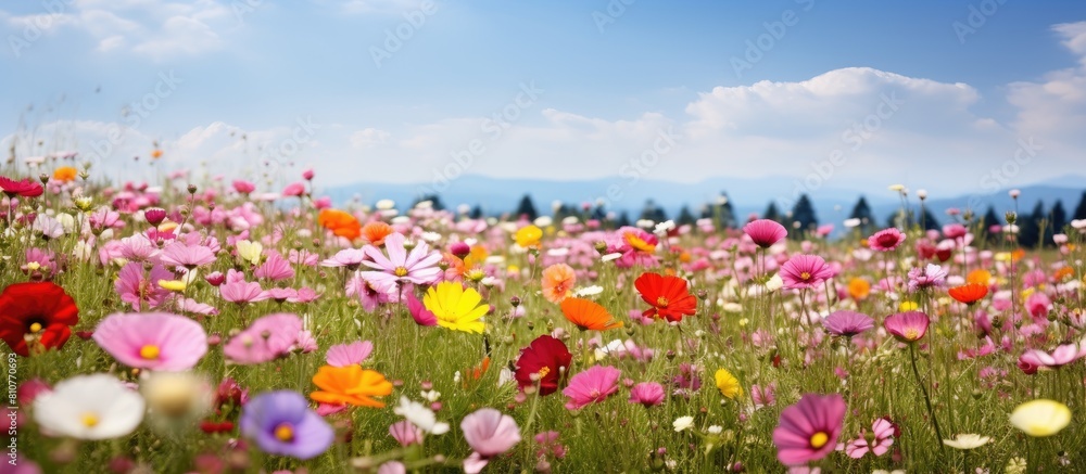 Aufkleber a vibrant summer meadow filled with colorful flowers and fragrant herbs creating a picturesque lands