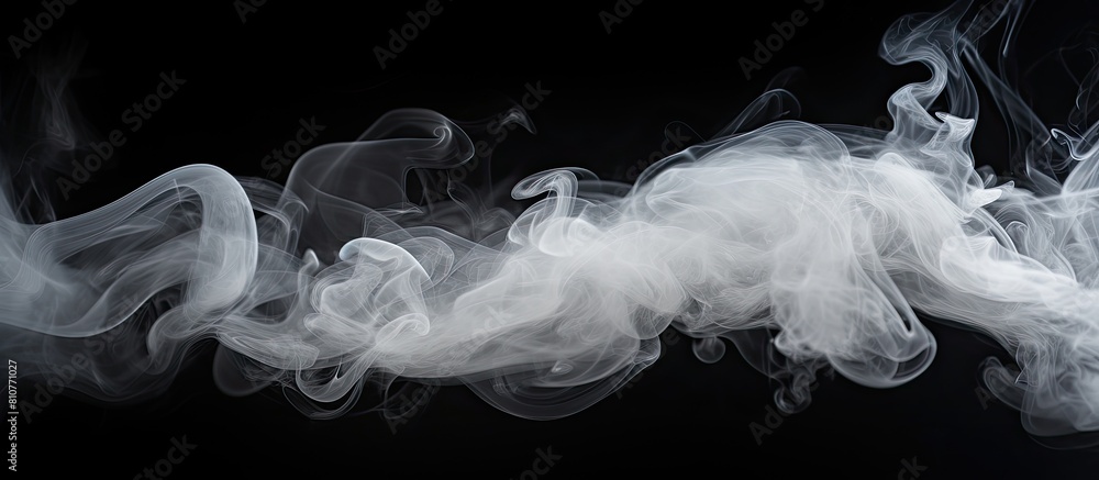 Poster A copy space image displaying white steam gracefully rising against a contrasting black backdrop