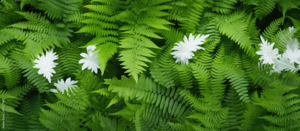 Aufkleber A white square copy space image serves as the backdrop for fern leaves