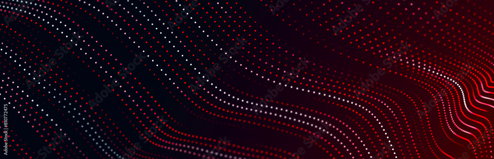 Poster sci-fi background. digital wave with many particles. big data visualization. template for festive pr