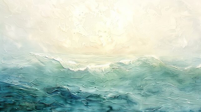Pastel impasto strokes blend into an abstract ocean wave art, depicting calm water underwater with blurry textures, studio-lit