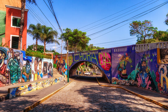 Street art at Barranco district, Lima. This district is considered to be the city's most romantic and bohemian.