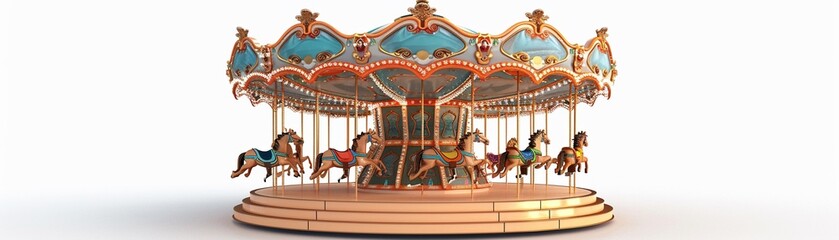 3D clay style of a carousel isolated on a white background 8K , high-resolution, ultra HD,up32K HD