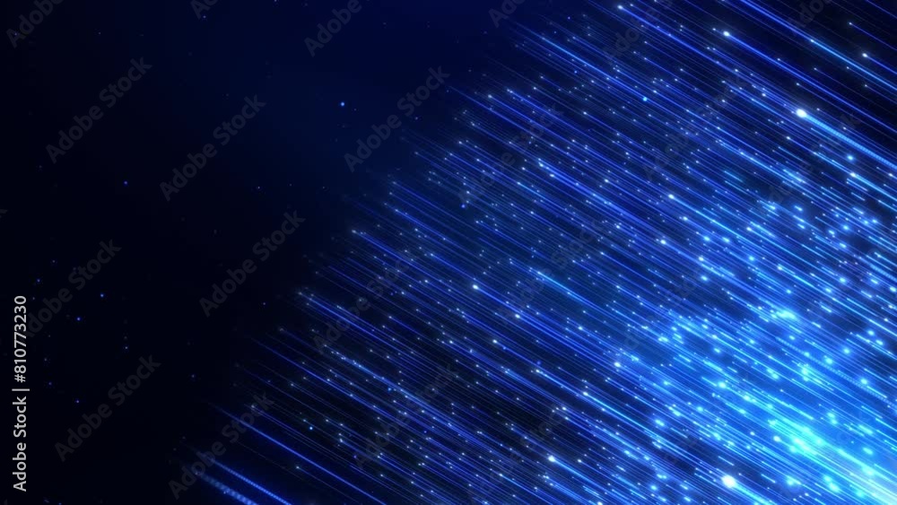 Poster abstract digital background with glowing neon particles or bright rays of light flying upward. movem