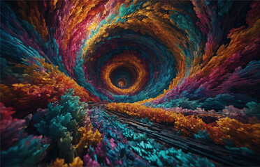 Obraz premium 3D abstract creation, filled with intricate details and a stunning array of colors, Generative AI
