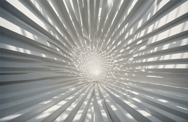 Obraz premium A white background is transformed into a mesmerizing display of geometric lights and shadows, Generative AI