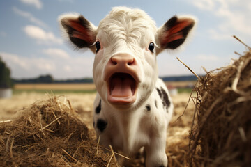 baby cow, super cute scream, giant scream, cute - obrazy, fototapety, plakaty