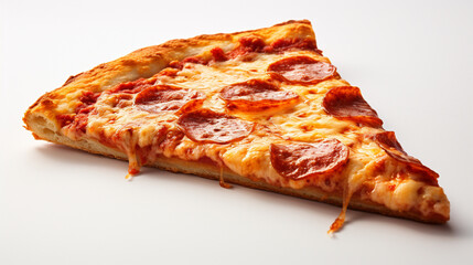 slice of pizza on white background - obrazy, fototapety, plakaty